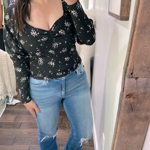 Oak & Trellis black boho top size large